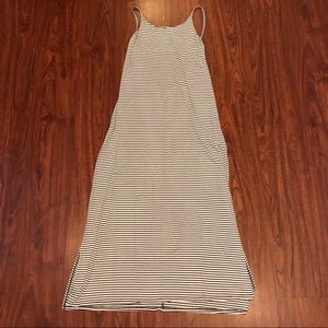 White and Black Striped Maxi Dress